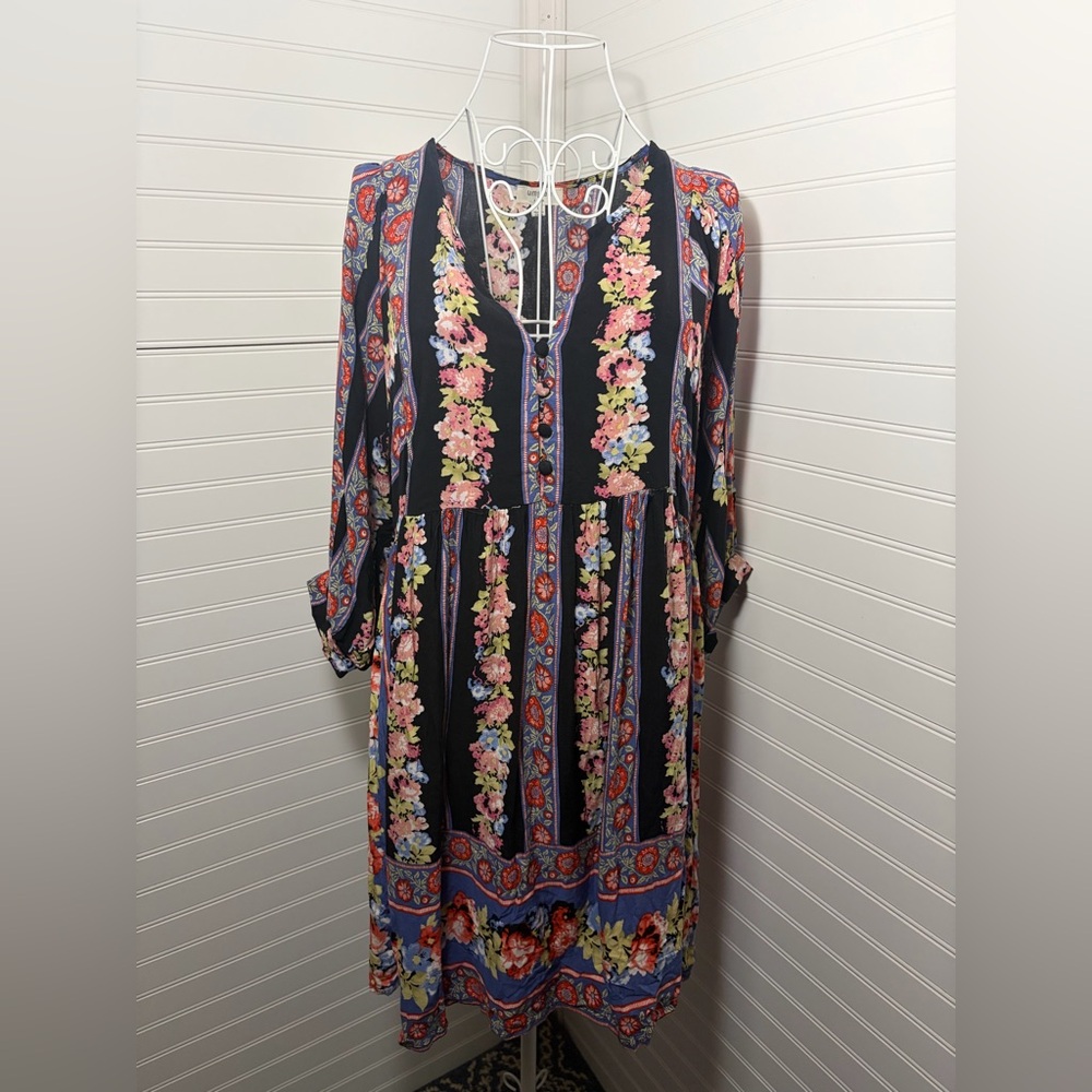 Umgee Floral Boho Dress - Blue and Pink - Picture 2 of 8
